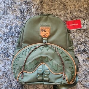 Sprayground Olive Backpack with Orange Trim